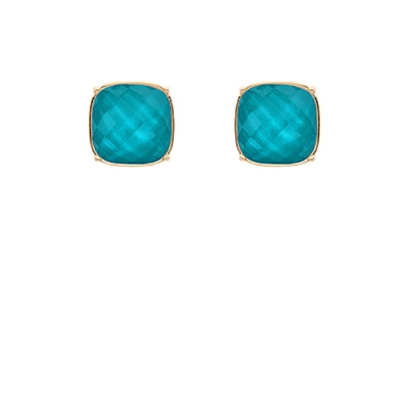 Epoxy Stone Square Stud Earrings - Picture 1 of 10